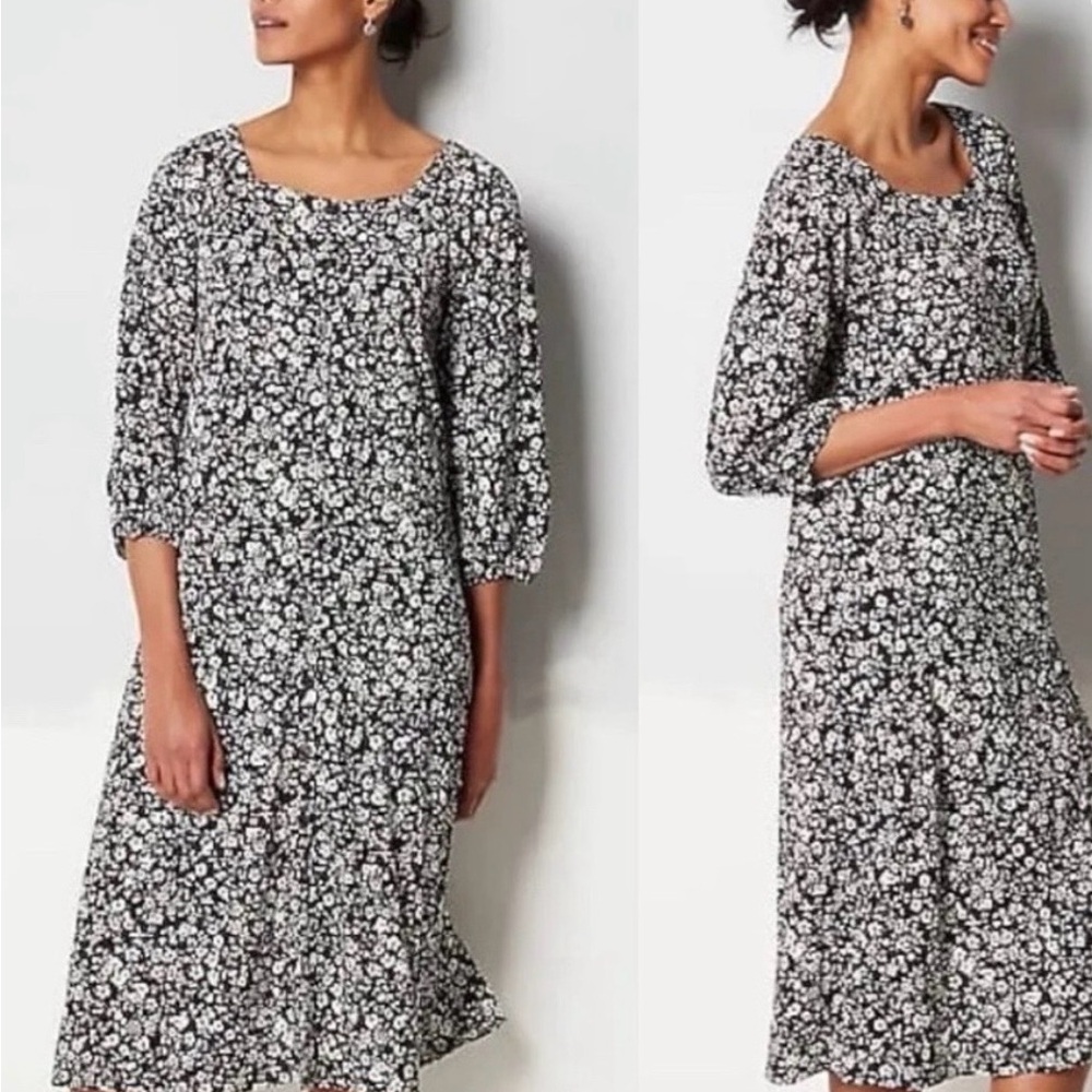 JJill black and white floral dress Medium